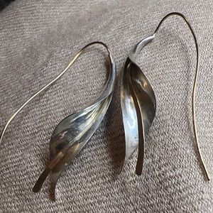 Sterling silver calla Lily stamped stg pj modernist earrings